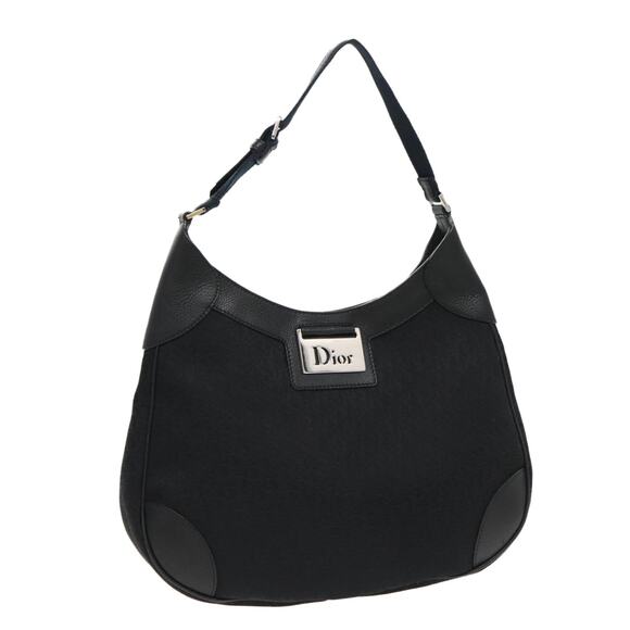 DIOR Trotter Canvas Shoulder Bag Black Silver - Picture 1 of 12